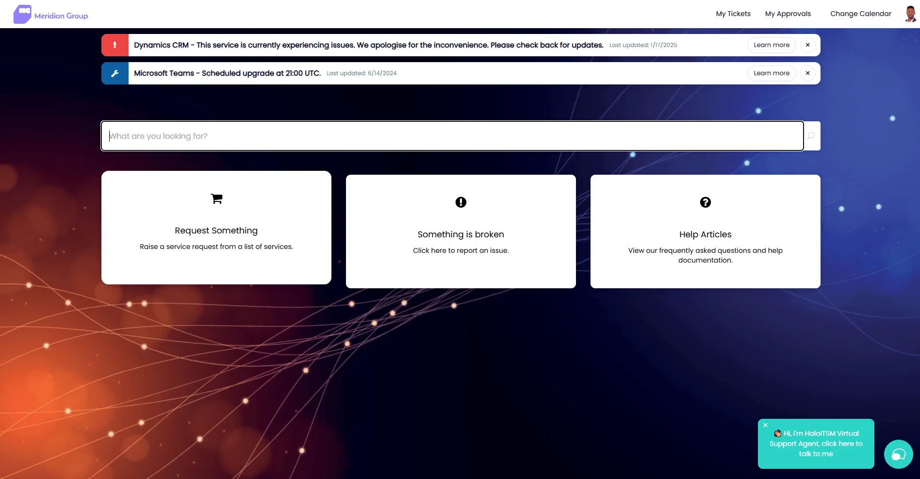 HaloITSM portal screenshot